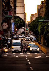 Cars on street in city