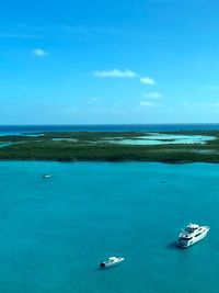 High angle view of sea against sky