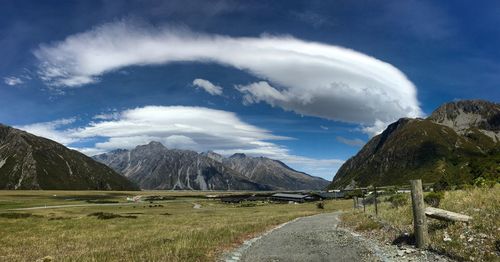 Scenic view of mountains against sky