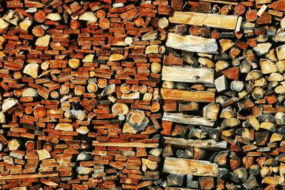 Full frame shot of logs