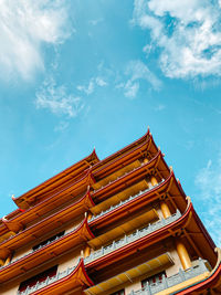 Low angle view of temple building against sky