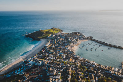 High angle view of sea against sky