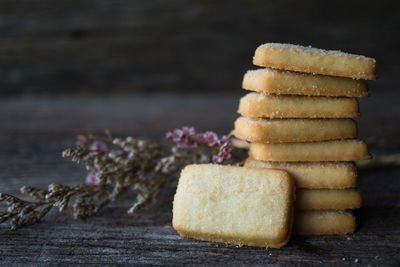 Close-up of cookies on table