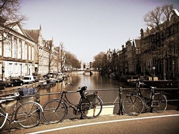 Bicycle parked in canal