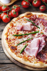 Close-up of pizza on table