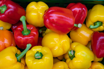 Full frame shot of multi colored bell peppers