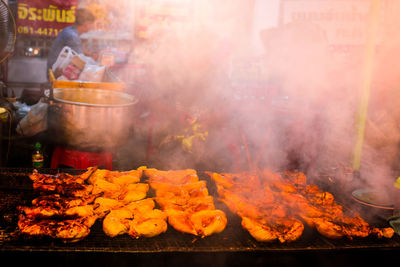 Meat on barbecue grill