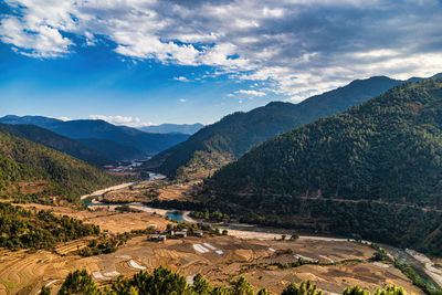 Scenic view of mountains against sky