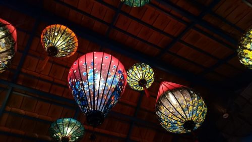 Low angle view of illuminated lantern