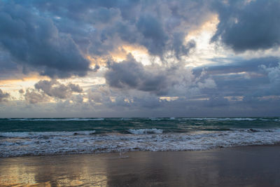 Scenic view of sea against sky during sunset