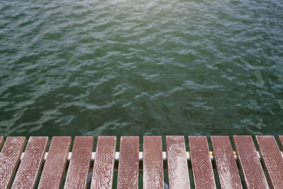 High angle view of pier over lake