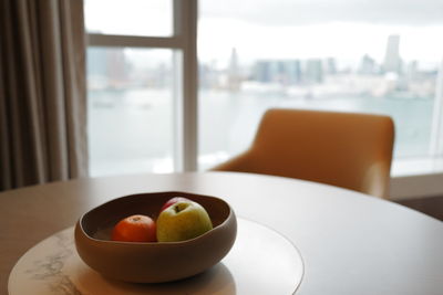 Close-up of breakfast served on table at home