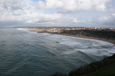 Scenic view of sea against cloudy sky
