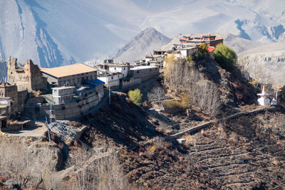 High angle view of buildings in city