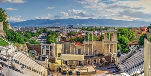 High angle view of buildings in city plovdiv, bulgaria