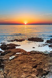 Scenic view of sea during sunset