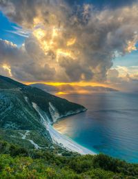 Scenic view of sea against sky during sunset