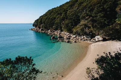 Scenic view of sea against clear sky