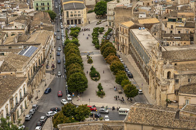 Aerial view of italy square in scicli