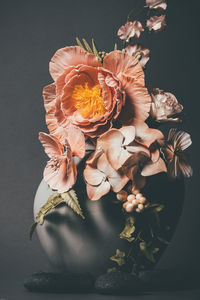 Close-up of flowers over black background