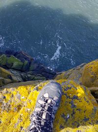 Low section of person standing on rock