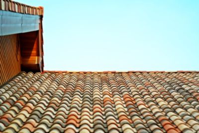 Low angle view of roof against clear sky