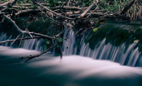 Scenic view of waterfall in forest