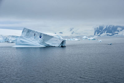 Scenic view of sea against sky during winter