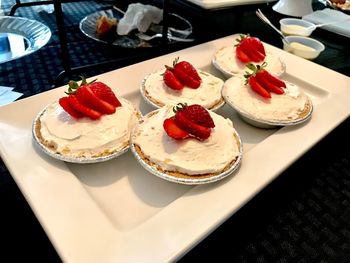 High angle view of cake on table