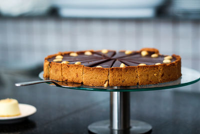 Close-up of cake on stand