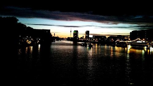 Silhouette of buildings at sunset