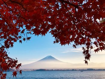 Scenic view of sea against sky during autumn