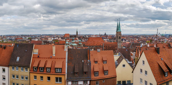 High angle view of townscape against sky