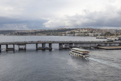 Golden horn,istanbul,turkey.september 22,2022.istanbul view from golden horn metro bridge in autumn