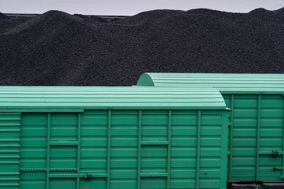 Containers for logistic import export operations with coal and other materials on railway station