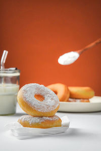 Close-up of dessert in plate on table