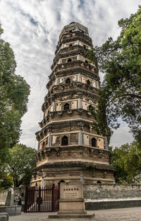 Low angle view of temple against sky