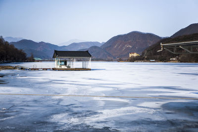 Scenic view of frozen han river