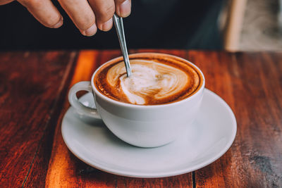 Coffee cup on table