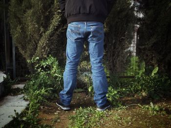 Woman standing in forest