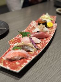 Close-up of food in plate on table