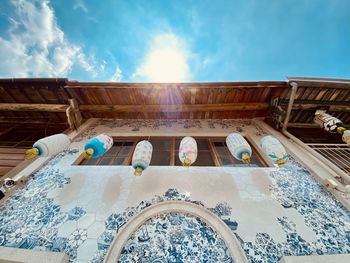 Low angle view of built structures against sky