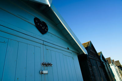 Low angle view of building against blue sky