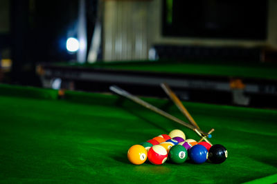 Multi colored balls on table