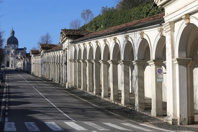 Historic walkway for pilgrims to reach the sanctuary in vicenza in italy and the basilica 