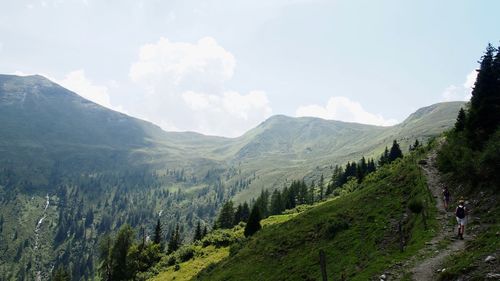 Panoramic view of landscape and mountains against sky