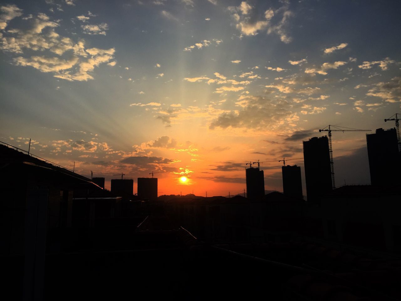 architecture, sunset, building exterior, built structure, city, sky, no people, outdoors, cloud - sky, factory, nature, cityscape, day