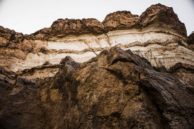 Low angle view of rock formations against sky