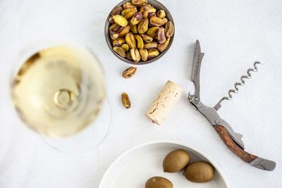 High angle view of food on table