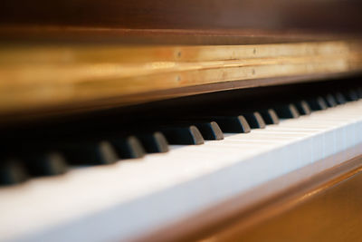 Close-up of piano at home